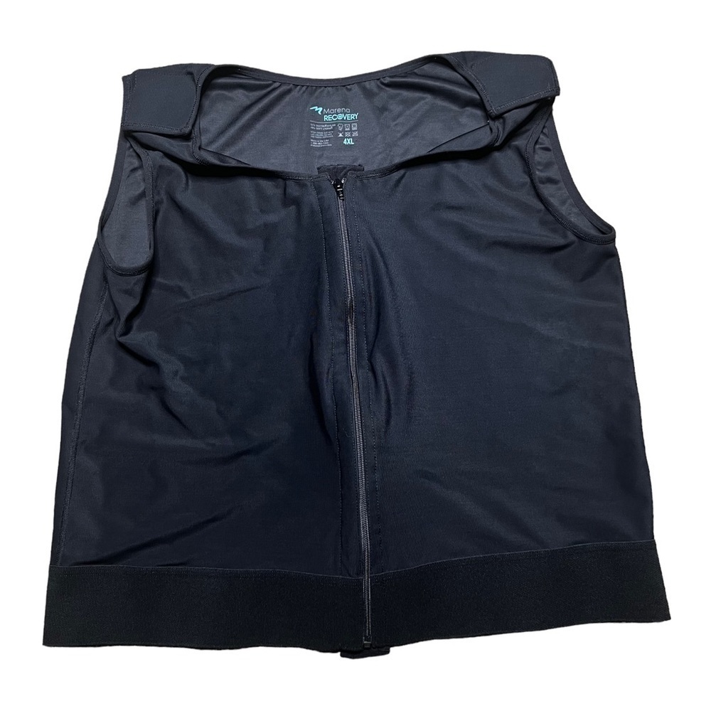 Size 4X Marena recovery post surgery short chest compression vest full Zip Black
